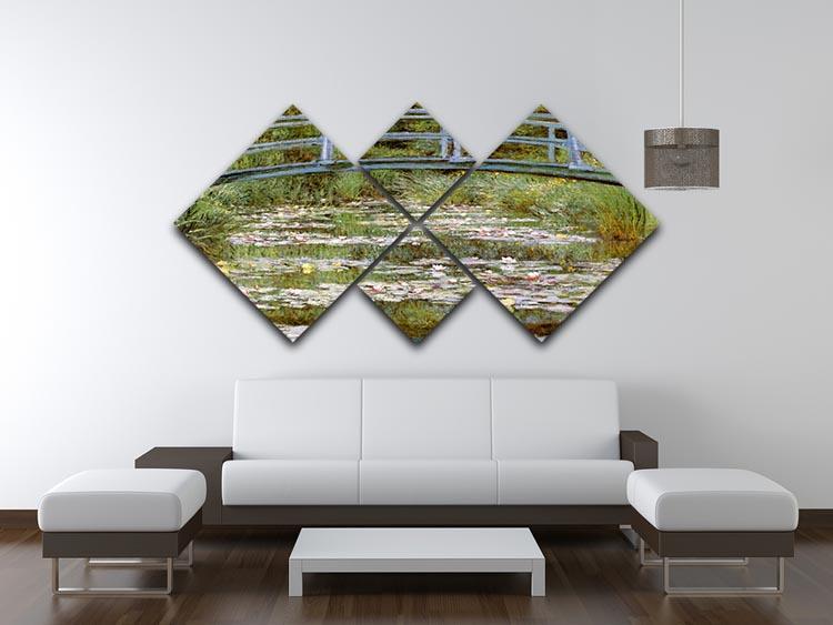 Le Pont Japonais by Monet 4 Square Multi Panel Canvas - Canvas Art Rocks - 3