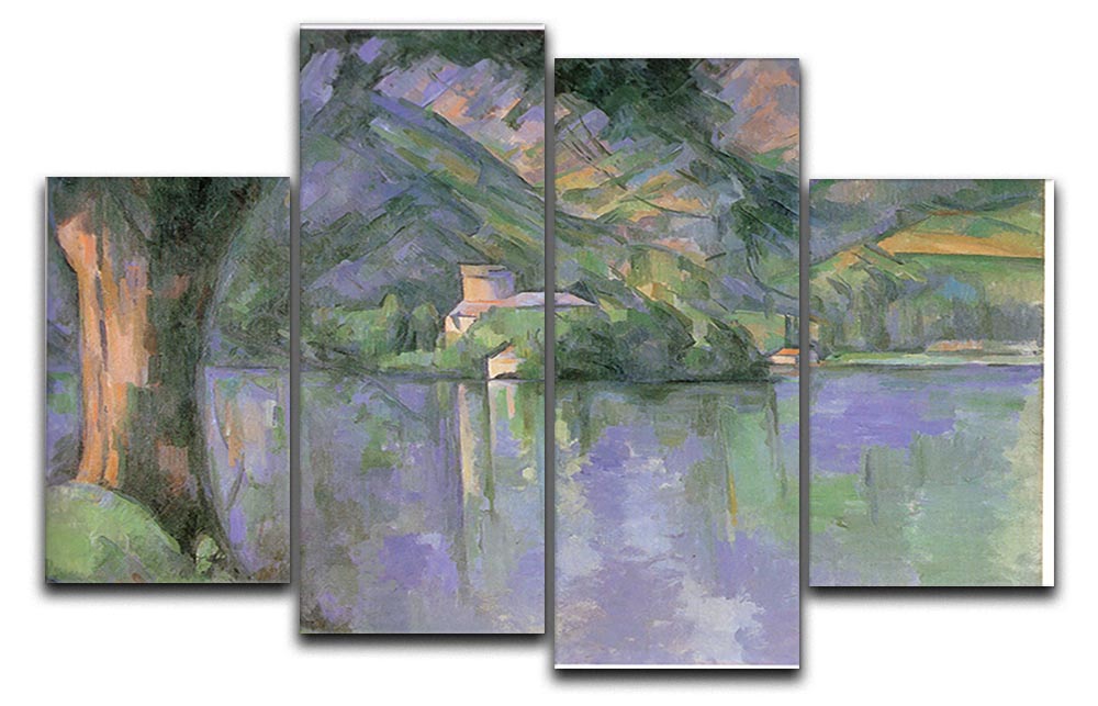 Le lac d Annecy 1896 by Cezanne 4 Split Panel Canvas - Canvas Art Rocks - 1
