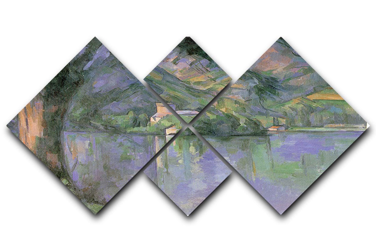 Le lac d Annecy 1896 by Cezanne 4 Square Multi Panel Canvas - Canvas Art Rocks - 1