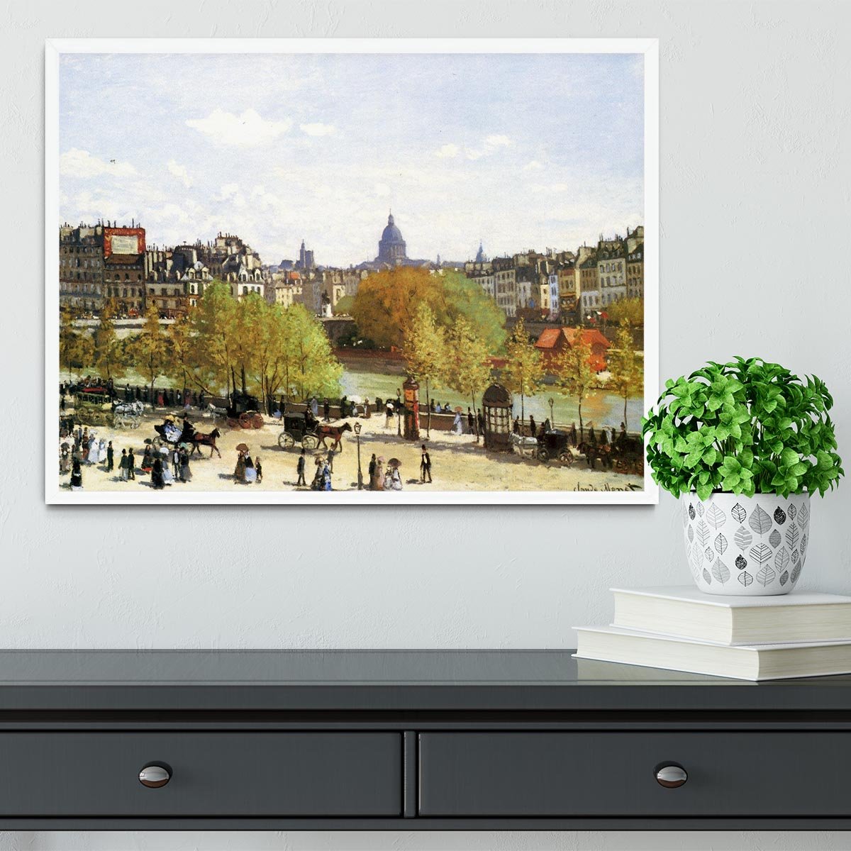 Le quai du Louvre by Monet Framed Print - Canvas Art Rocks -6