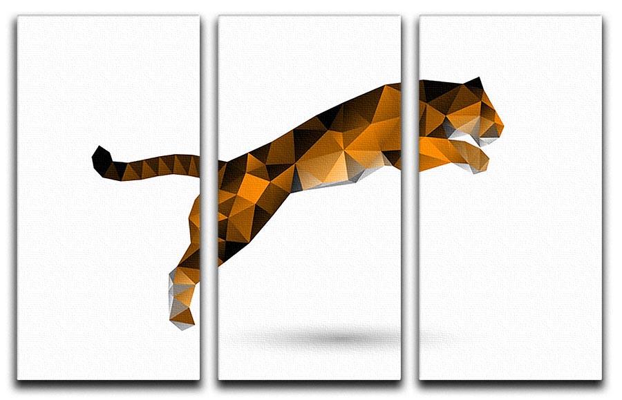Leaping tiger from polygons 3 Split Panel Canvas Print - Canvas Art Rocks - 1