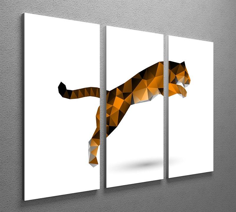 Leaping tiger from polygons 3 Split Panel Canvas Print - Canvas Art Rocks - 2