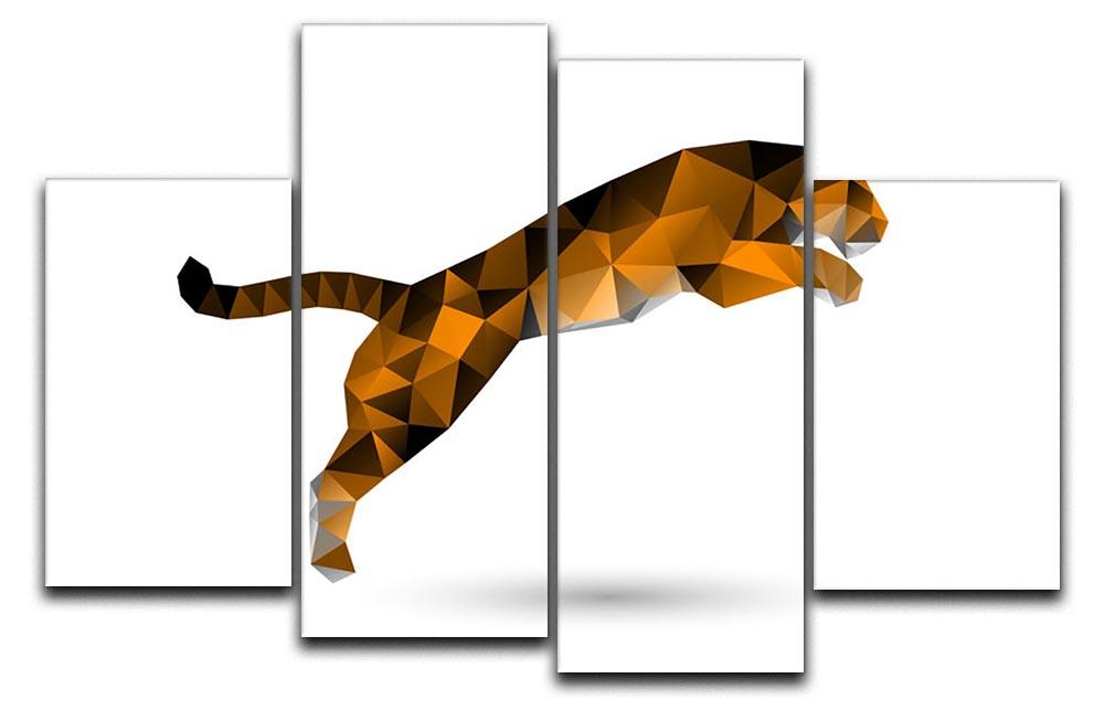 Leaping tiger from polygons 4 Split Panel Canvas - Canvas Art Rocks - 1