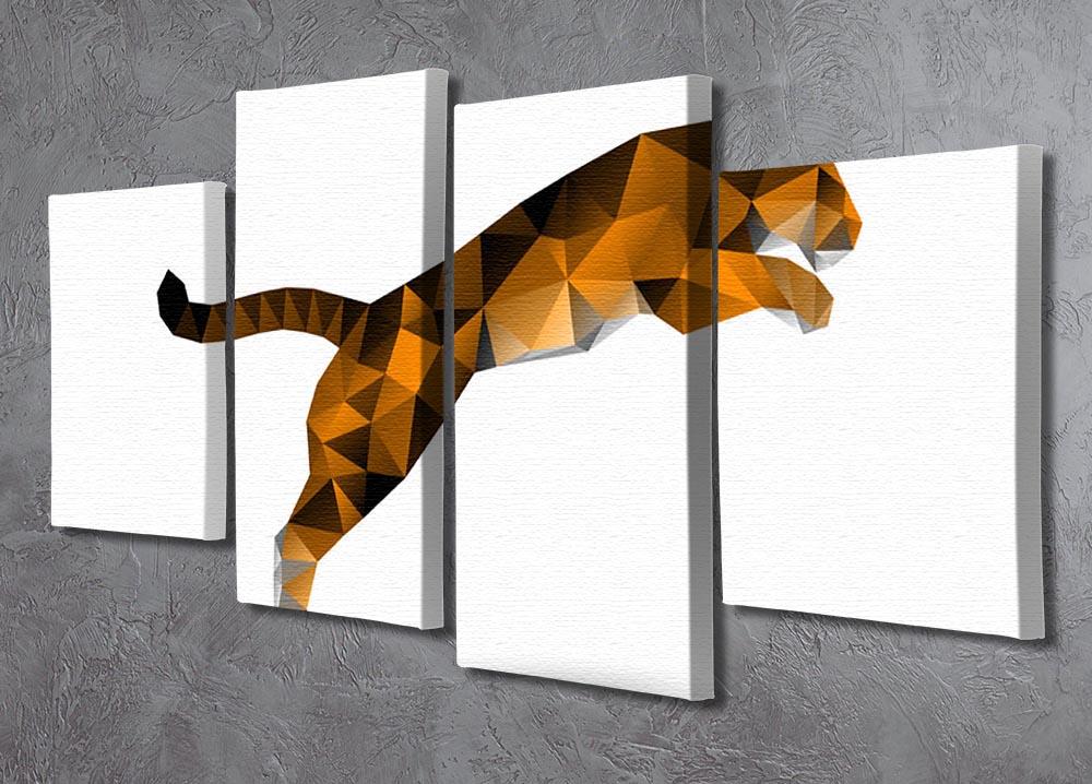 Leaping tiger from polygons 4 Split Panel Canvas - Canvas Art Rocks - 2