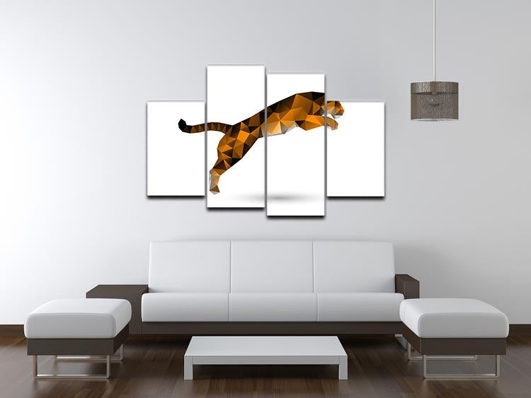 Leaping tiger from polygons 4 Split Panel Canvas - Canvas Art Rocks - 3