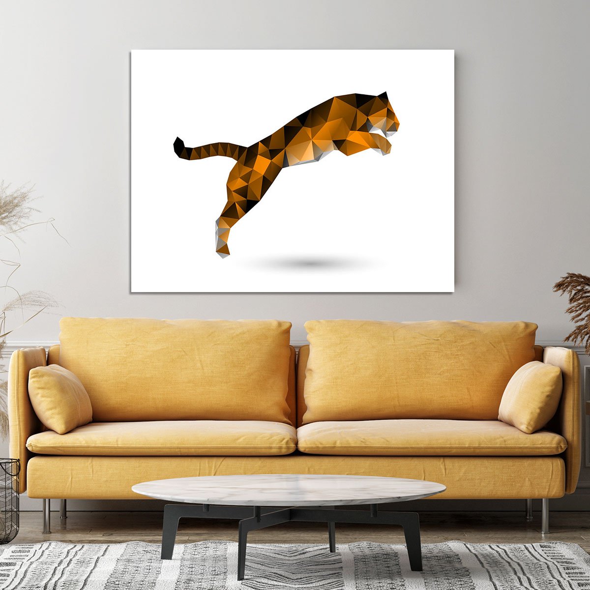 Leaping tiger from polygons Canvas Print or Poster