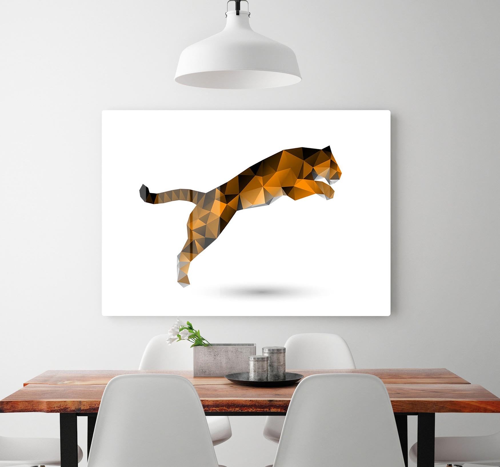 Leaping tiger from polygons HD Metal Print - Canvas Art Rocks - 2