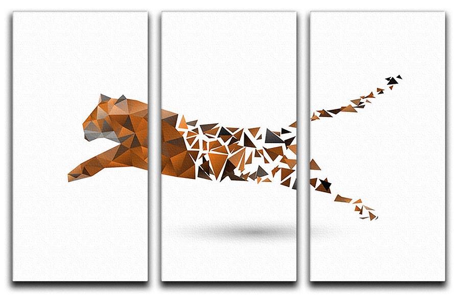 Leaping tiger made from polygons 3 Split Panel Canvas Print - Canvas Art Rocks - 1