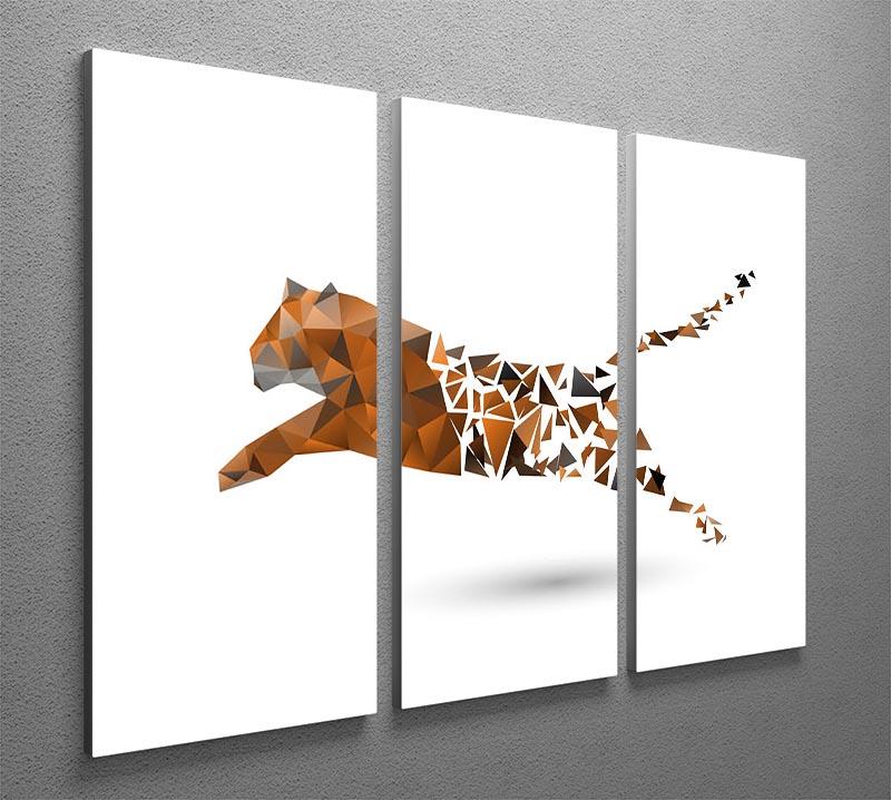 Leaping tiger made from polygons 3 Split Panel Canvas Print - Canvas Art Rocks - 2