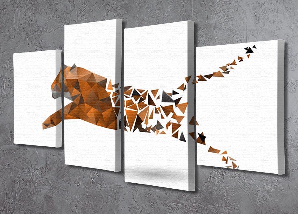 Leaping tiger made from polygons 4 Split Panel Canvas - Canvas Art Rocks - 2