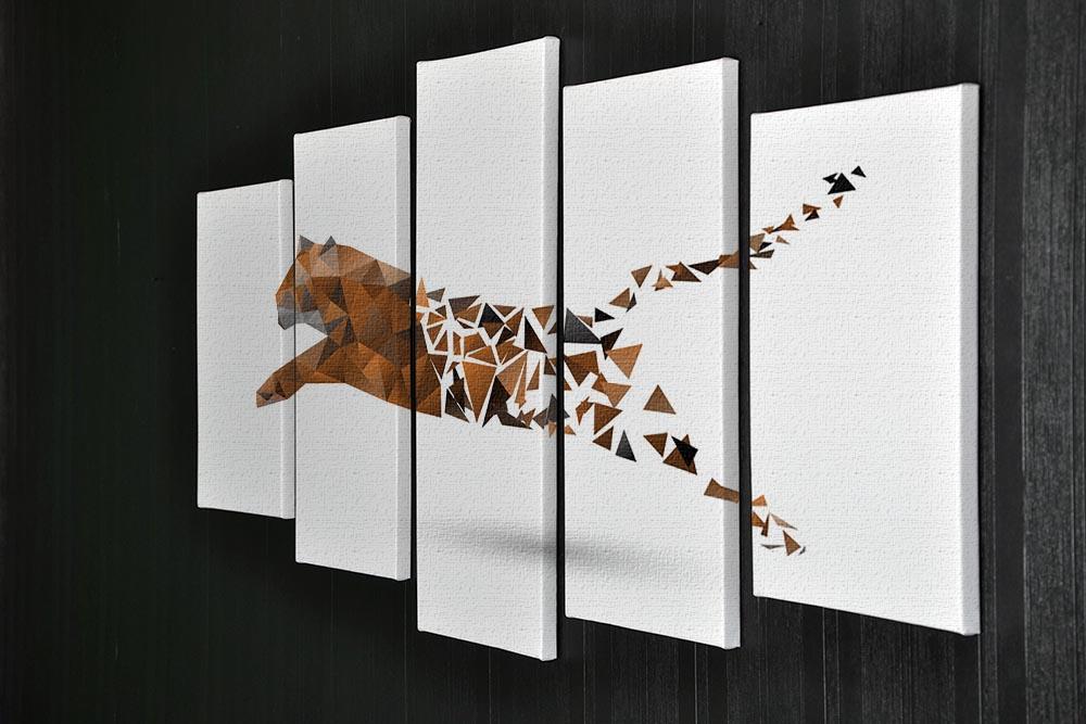Leaping tiger made from polygons 5 Split Panel Canvas - Canvas Art Rocks - 2