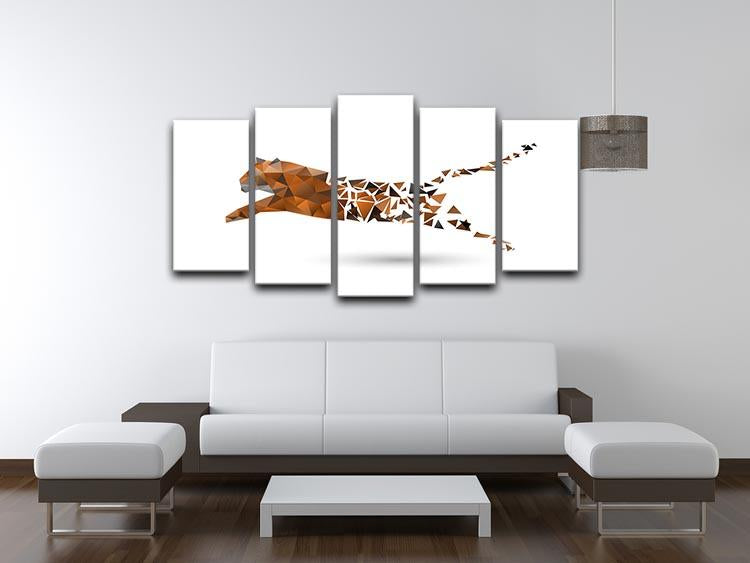 Leaping tiger made from polygons 5 Split Panel Canvas - Canvas Art Rocks - 3