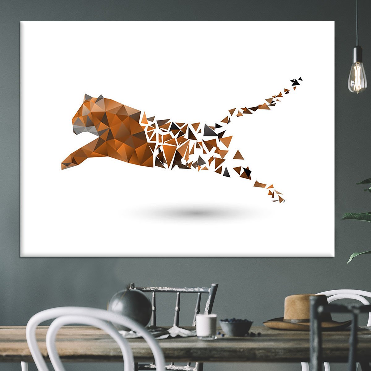 Leaping tiger made from polygons Canvas Print or Poster