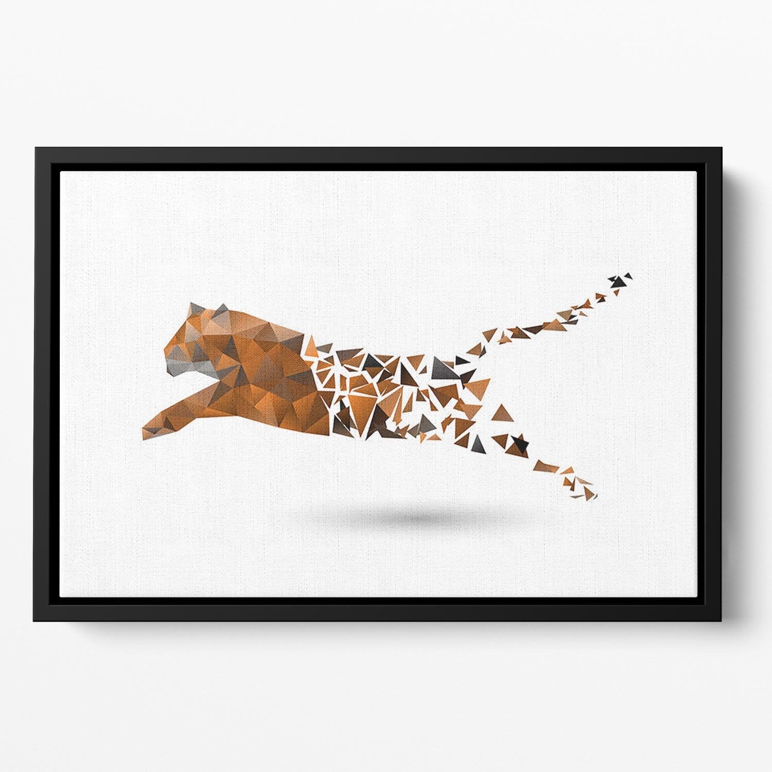 Leaping tiger made from polygons Floating Framed Canvas - Canvas Art Rocks - 2