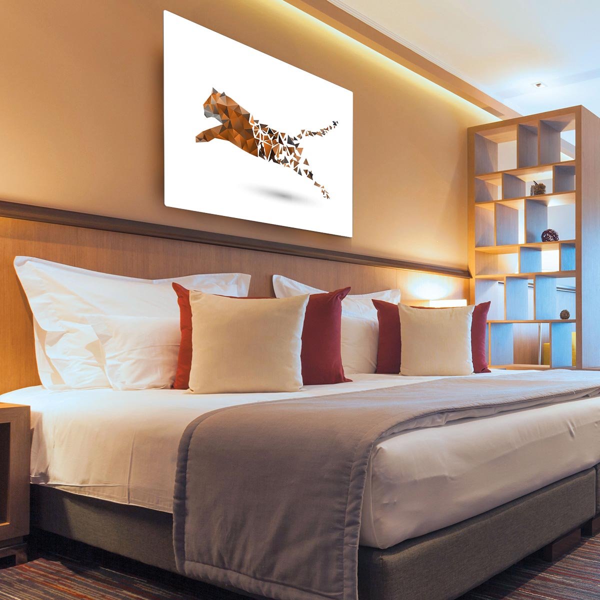 Leaping tiger made from polygons HD Metal Print - Canvas Art Rocks - 3