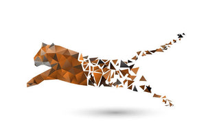 Leaping tiger made from polygons Wall Mural Wallpaper - Canvas Art Rocks - 1