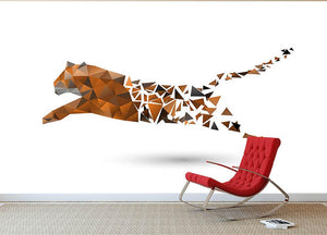 Leaping tiger made from polygons Wall Mural Wallpaper - Canvas Art Rocks - 2