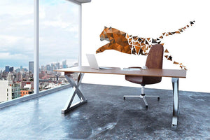 Leaping tiger made from polygons Wall Mural Wallpaper - Canvas Art Rocks - 3