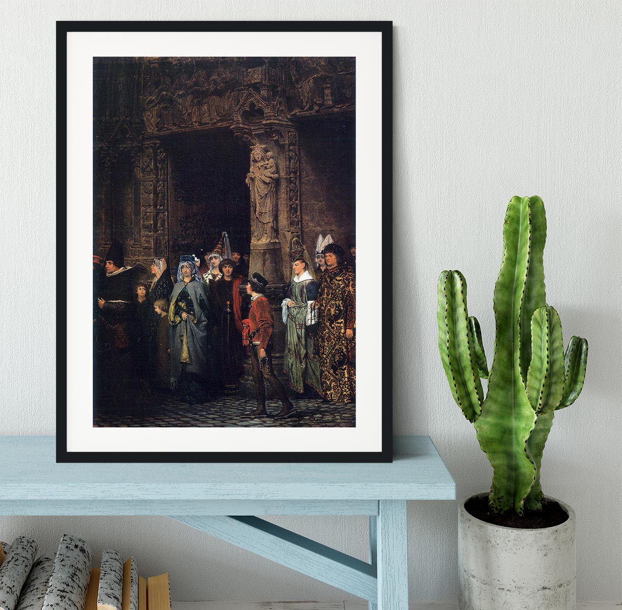 Leaving a church in the 15th Century by Alma Tadema Framed Print - Canvas Art Rocks - 1