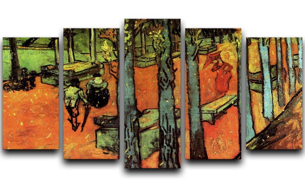 Les Alyscamps Falling Autumn Leaves by Van Gogh 5 Split Panel Canvas  - Canvas Art Rocks - 1