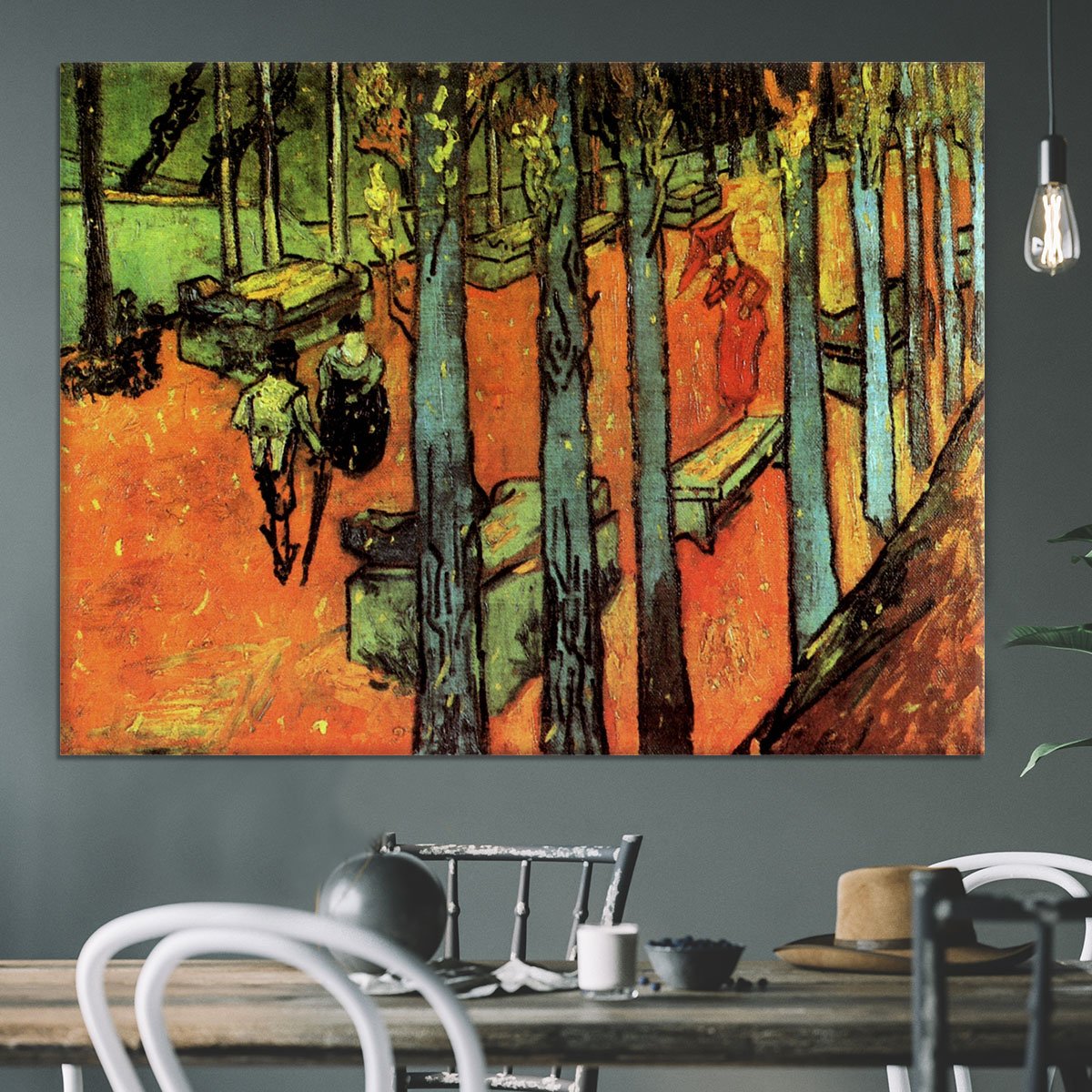 Les Alyscamps Falling Autumn Leaves by Van Gogh Canvas Print or Poster