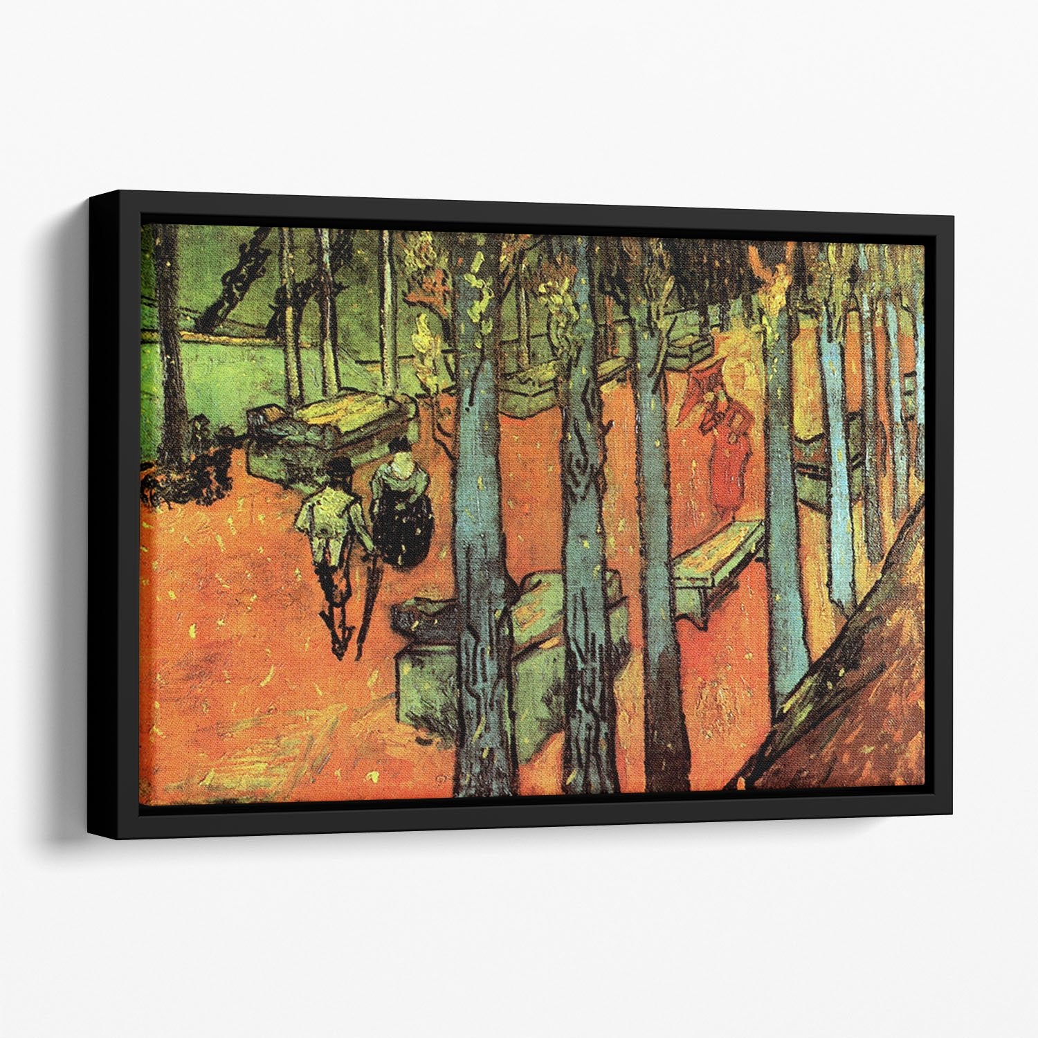 Les Alyscamps Falling Autumn Leaves by Van Gogh Floating Framed Canvas