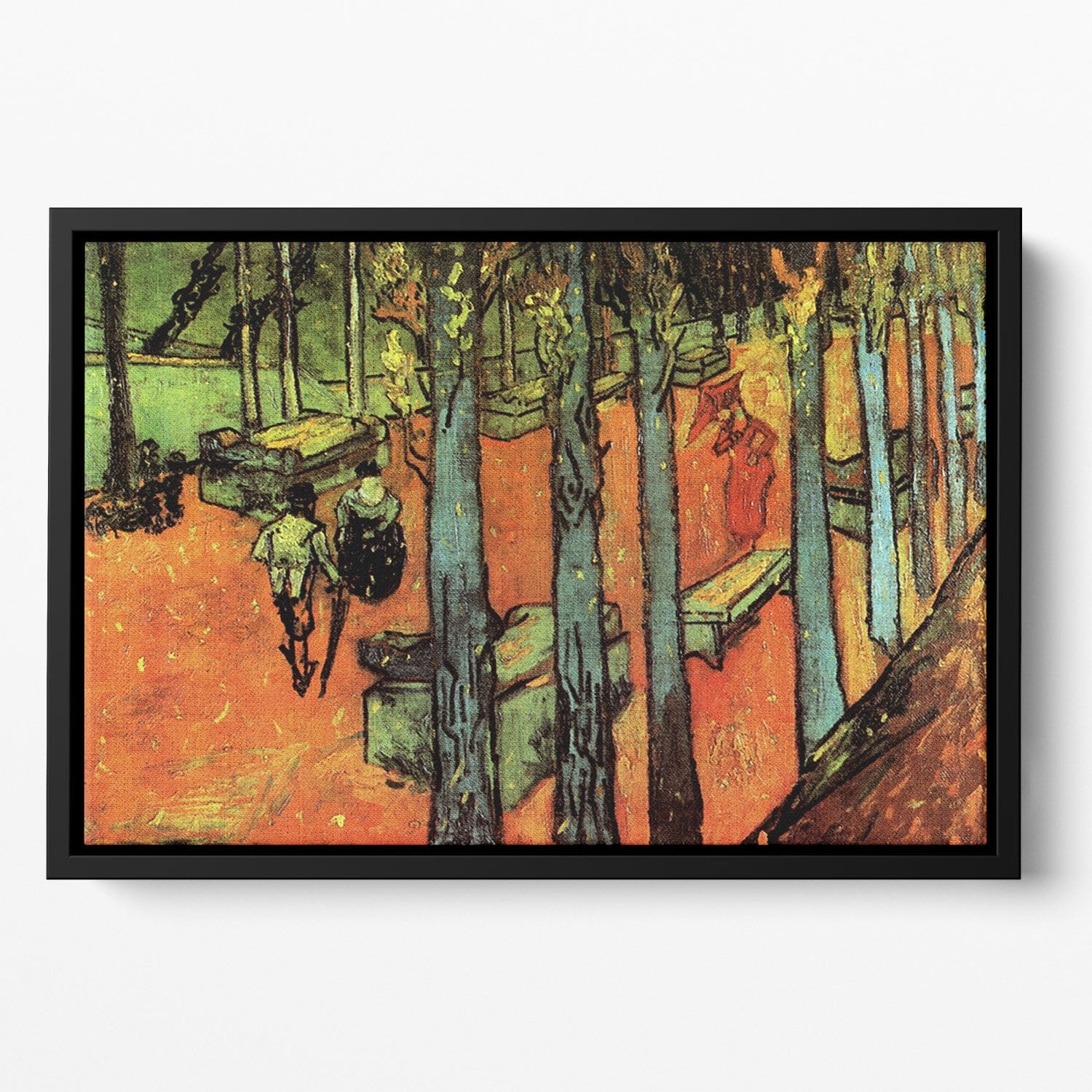 Les Alyscamps Falling Autumn Leaves by Van Gogh Floating Framed Canvas