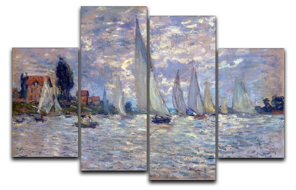 Les Barques by Monet 4 Split Panel Canvas  - Canvas Art Rocks - 1