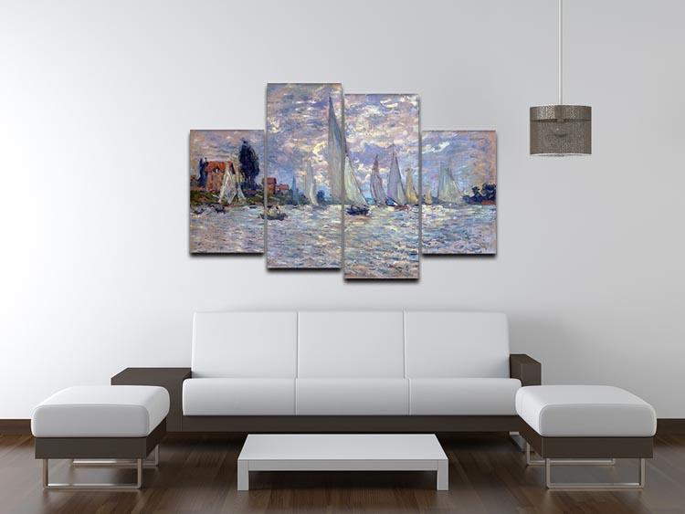 Les Barques by Monet 4 Split Panel Canvas - Canvas Art Rocks - 3