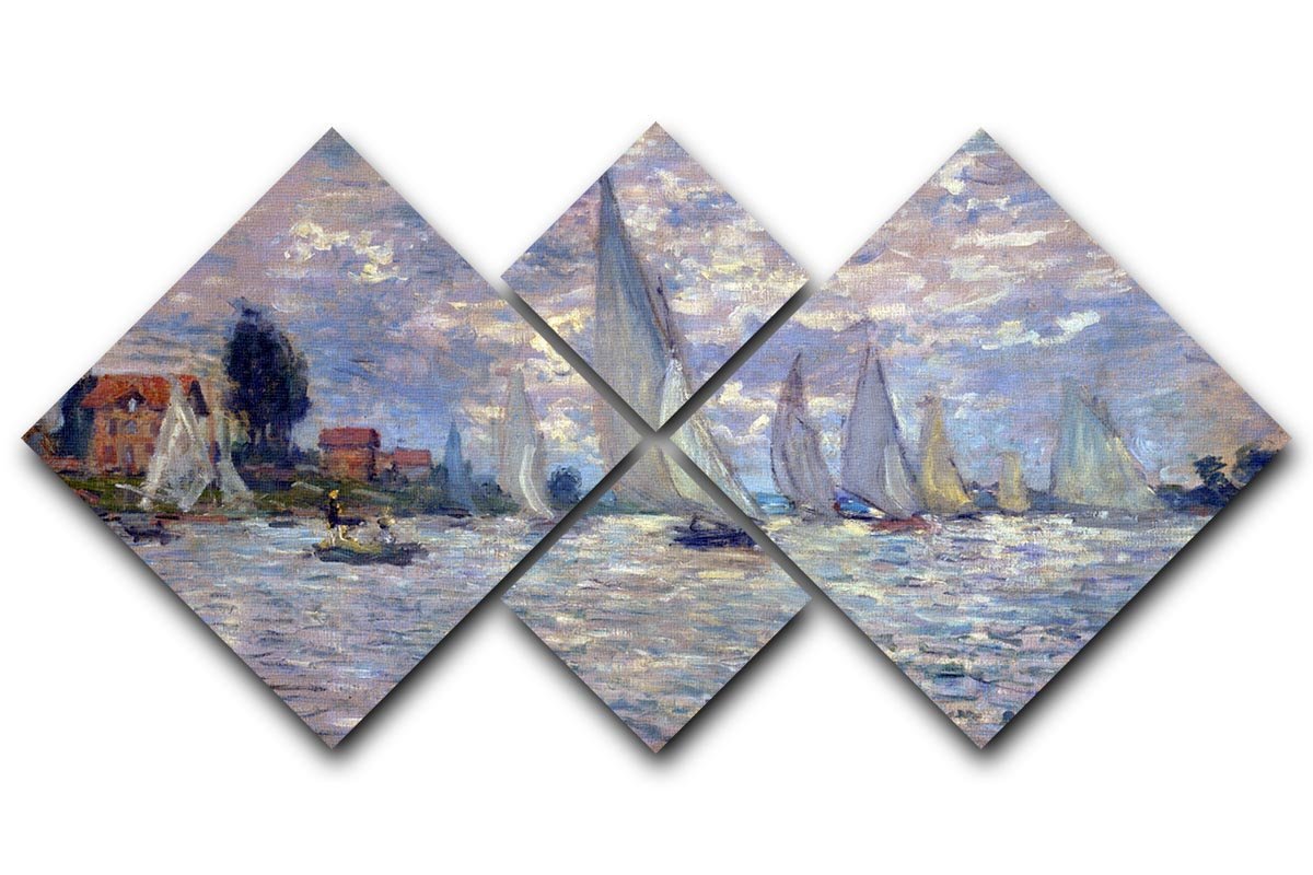 Les Barques by Monet 4 Square Multi Panel Canvas  - Canvas Art Rocks - 1