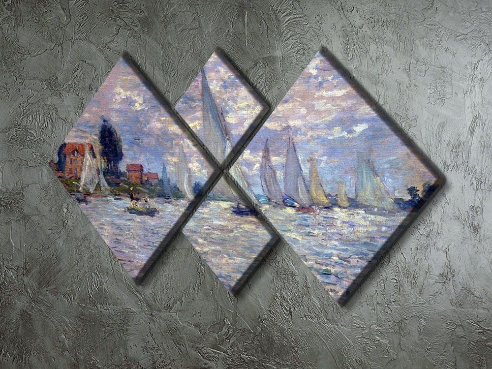 Les Barques by Monet 4 Square Multi Panel Canvas - Canvas Art Rocks - 2