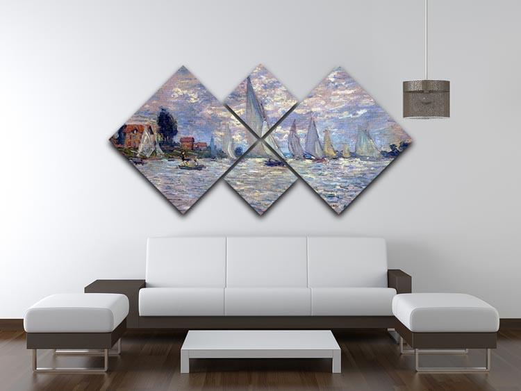 Les Barques by Monet 4 Square Multi Panel Canvas - Canvas Art Rocks - 3