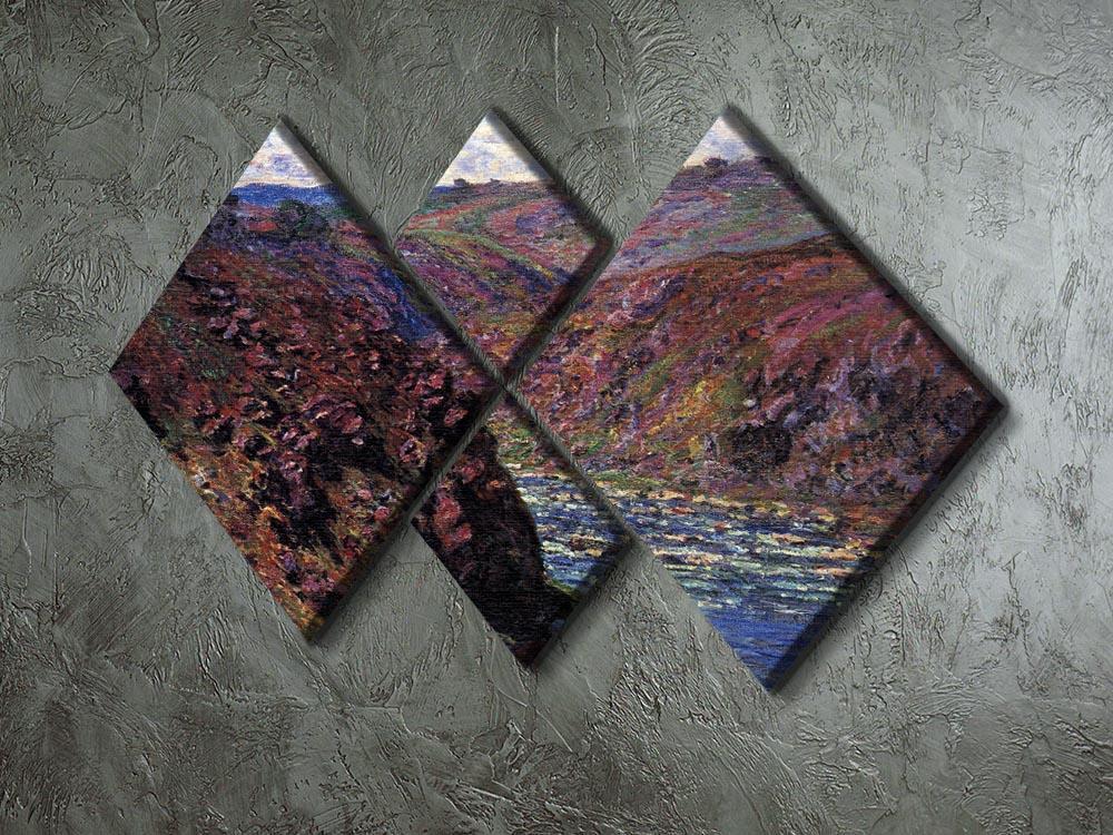 Les Eaux Semblantes in the sunlight by Monet 4 Square Multi Panel Canvas - Canvas Art Rocks - 2