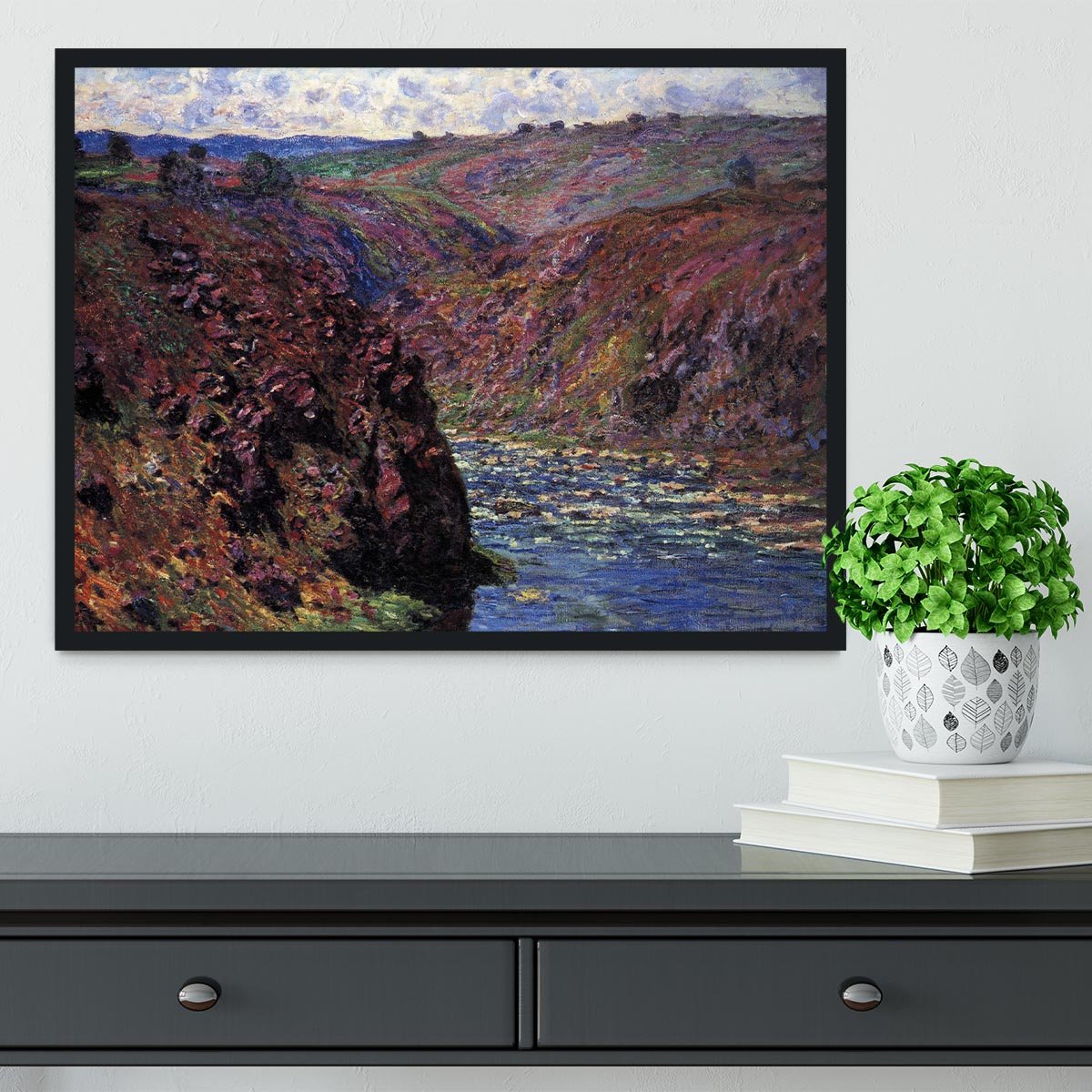 Les Eaux Semblantes in the sunlight by Monet Framed Print - Canvas Art Rocks - 2