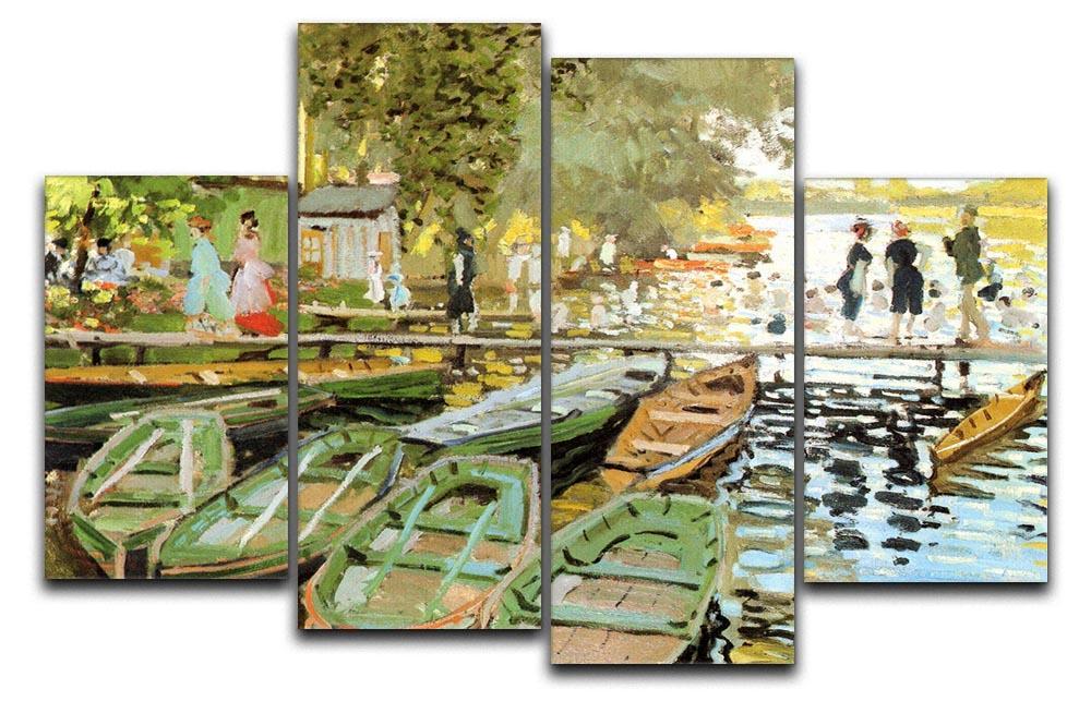Les bain de la Grenouillere by Monet 4 Split Panel Canvas  - Canvas Art Rocks - 1