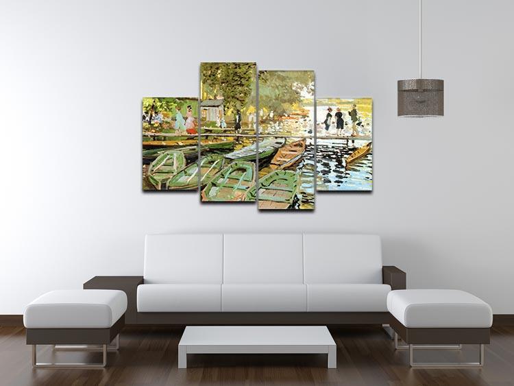 Les bain de la Grenouillere by Monet 4 Split Panel Canvas - Canvas Art Rocks - 3