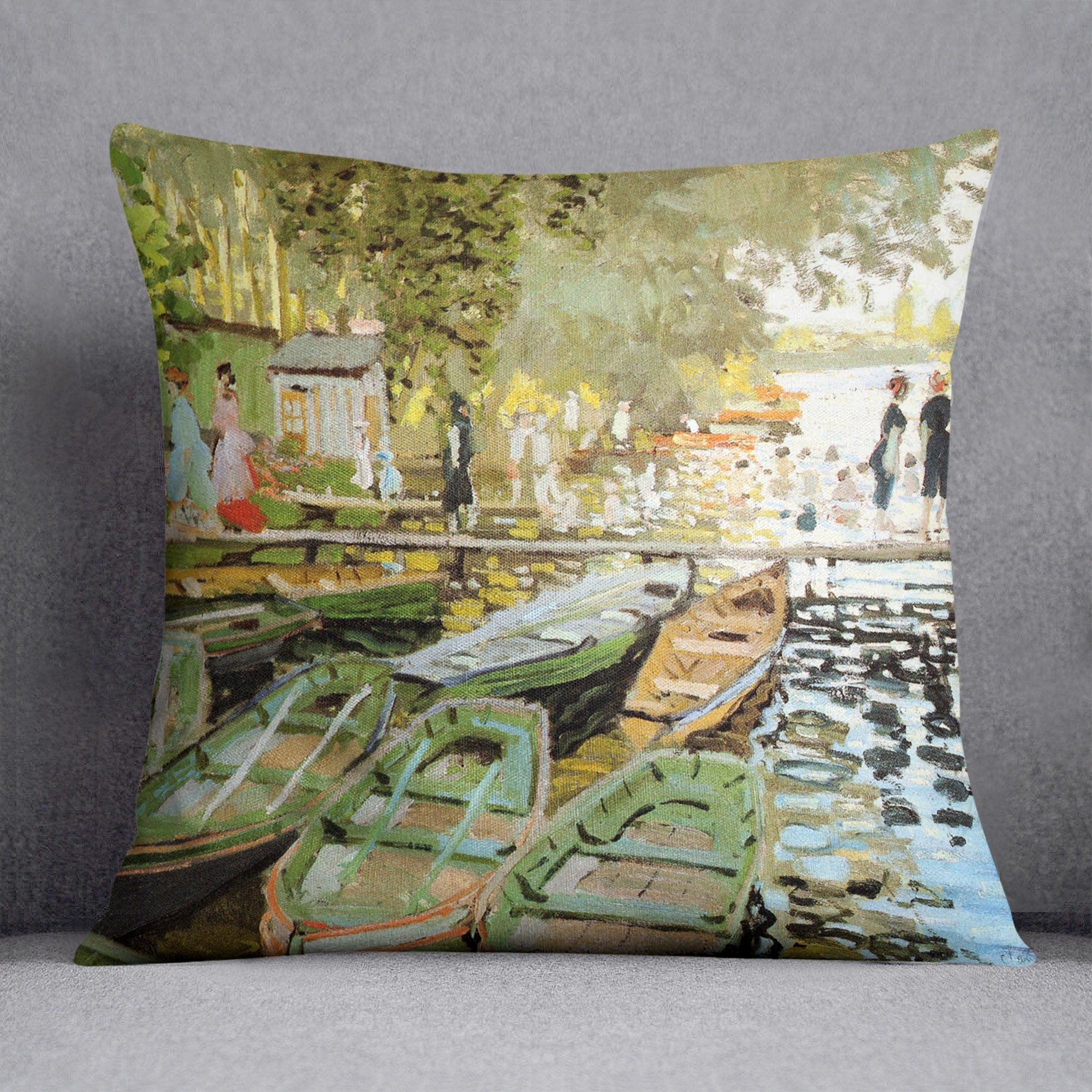 Les bain de la Grenouillere by Monet Throw Pillow