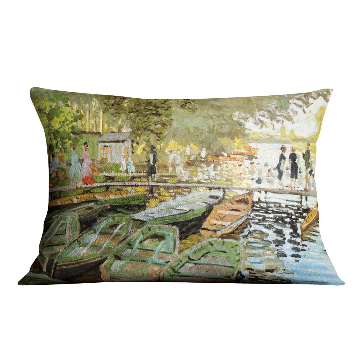 Les bain de la Grenouillere by Monet Throw Pillow
