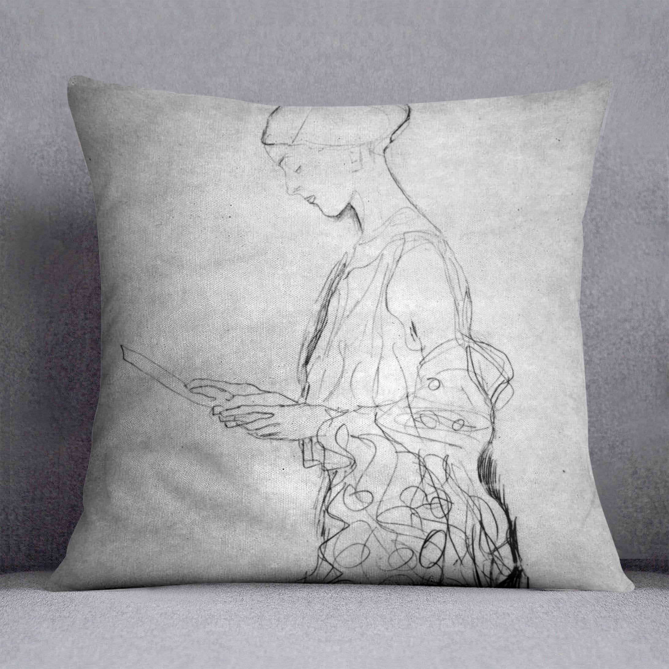 Lesendes girl in profile by Klimt Throw Pillow