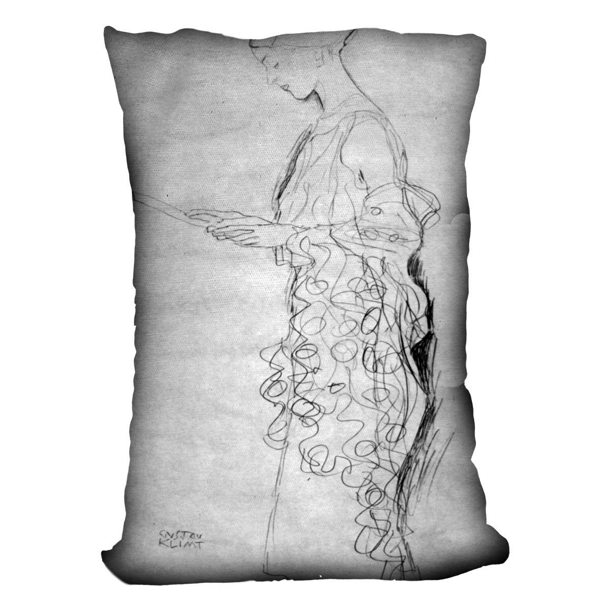 Lesendes girl in profile by Klimt Throw Pillow