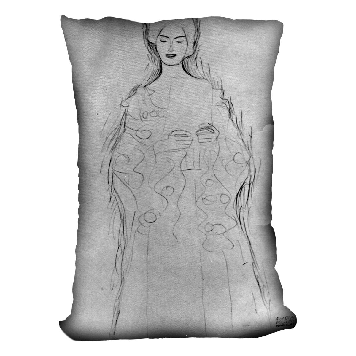 Lesendes girls II by Klimt Throw Pillow