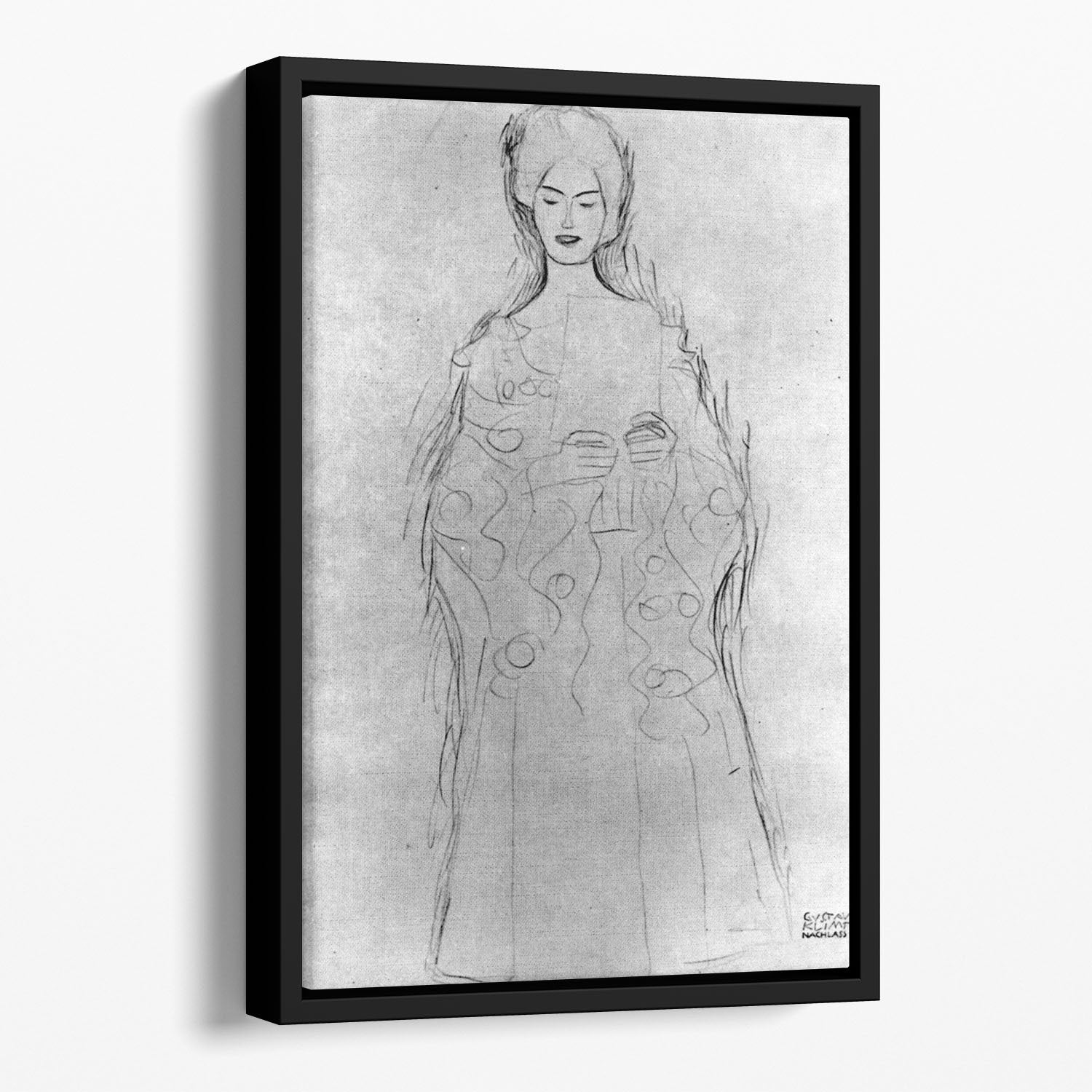 Lesendes girls II by Klimt Floating Framed Canvas