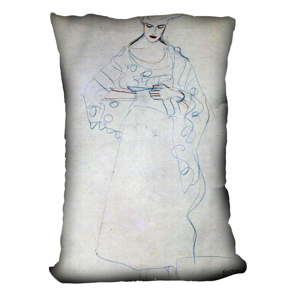 Lesendes girls by Klimt Throw Pillow