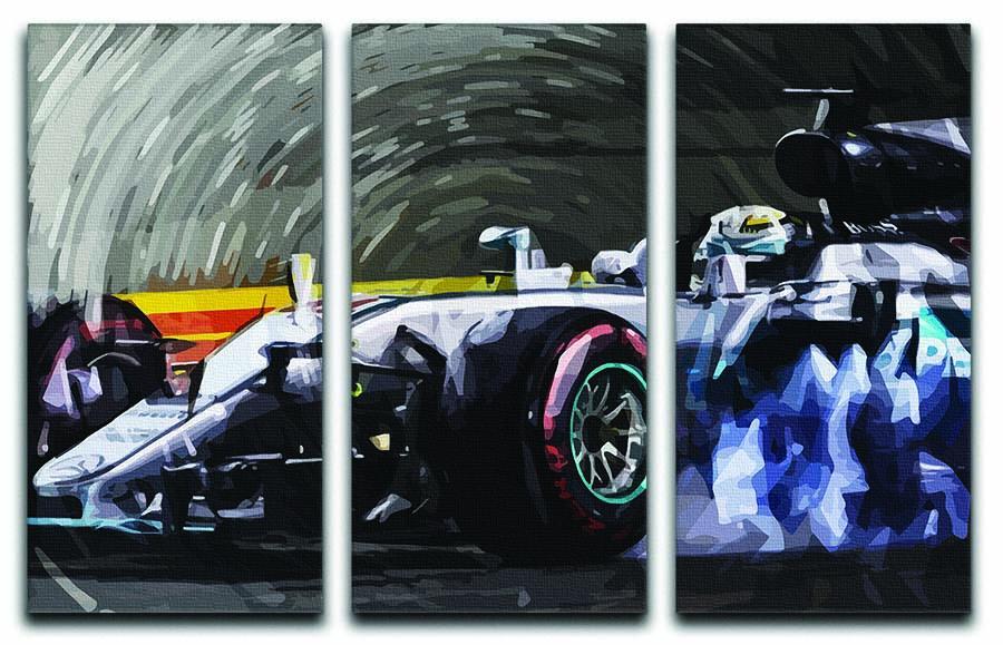 Lewis Hamilton Formula 1 3 Split Panel Canvas Print - Canvas Art Rocks - 1