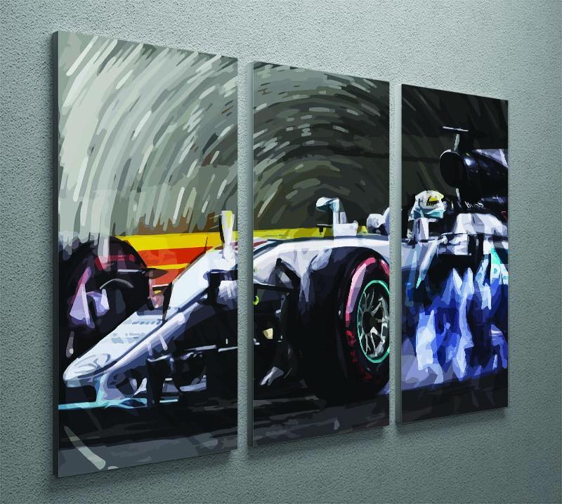 Lewis Hamilton Formula 1 3 Split Panel Canvas Print - Canvas Art Rocks - 2
