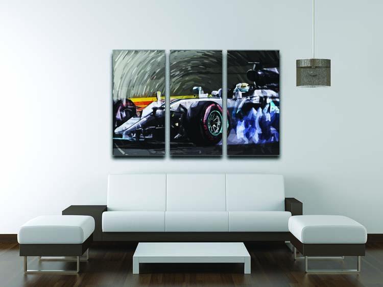 Lewis Hamilton Formula 1 3 Split Panel Canvas Print - Canvas Art Rocks - 3