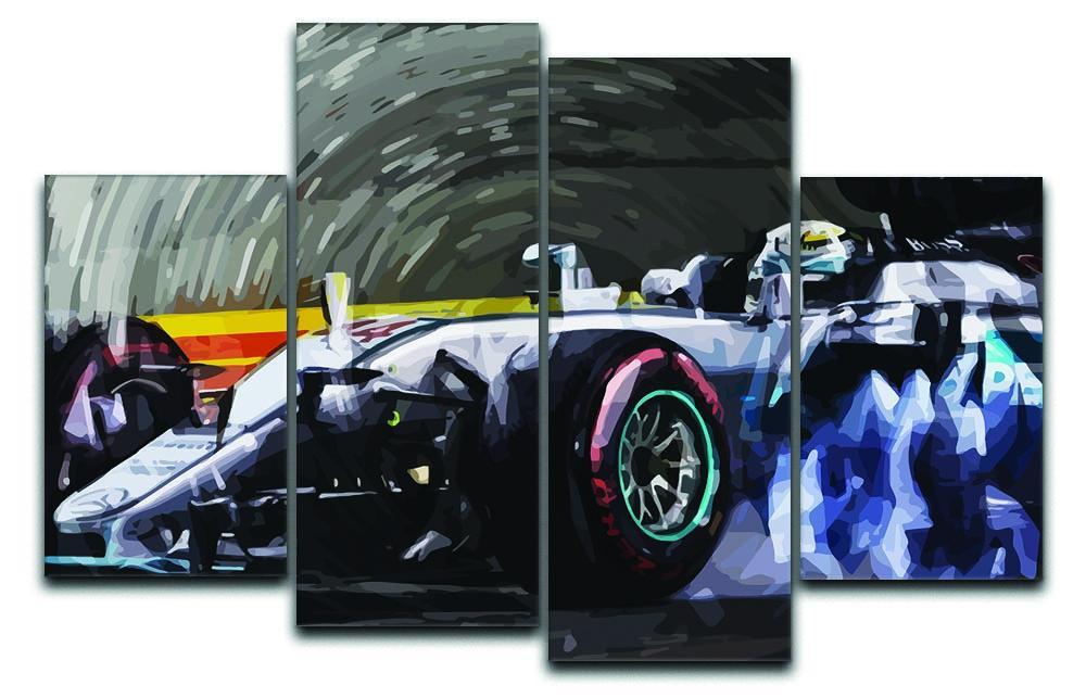 Lewis Hamilton Formula 1 4 Split Panel Canvas  - Canvas Art Rocks - 1