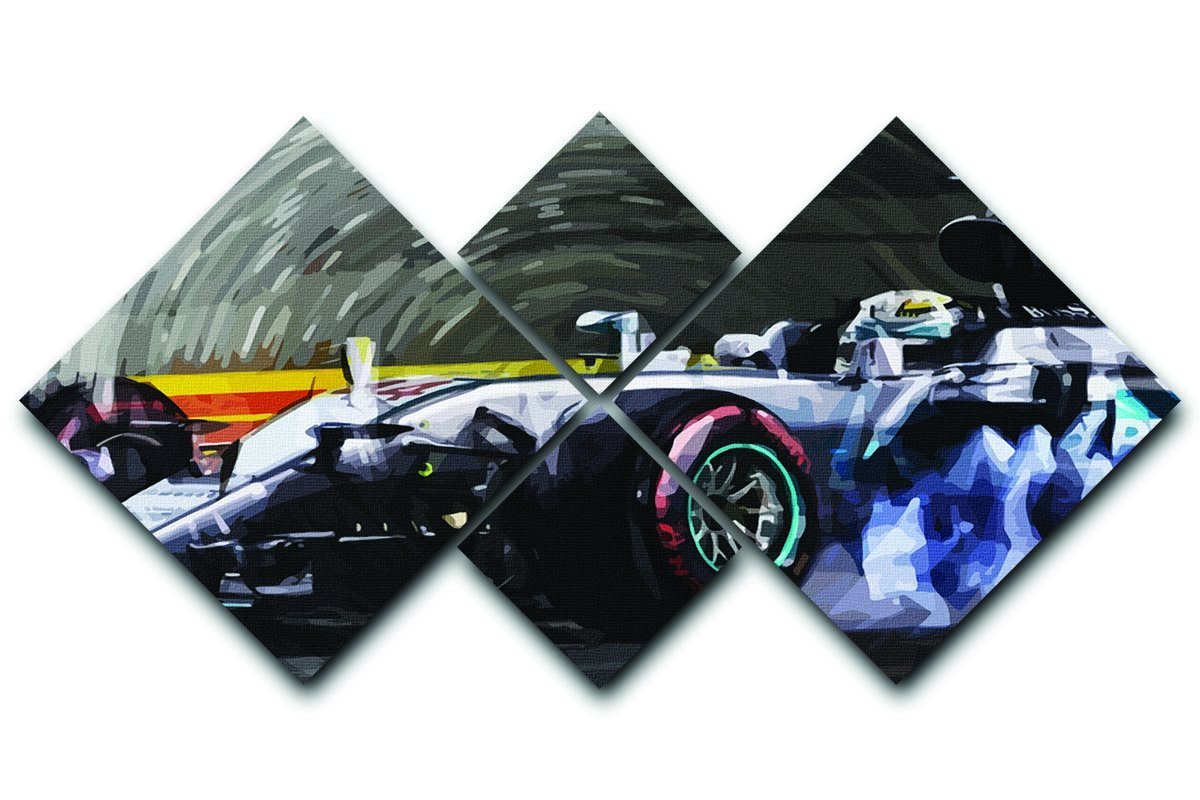 Lewis Hamilton Formula 1 4 Square Multi Panel Canvas  - Canvas Art Rocks - 1