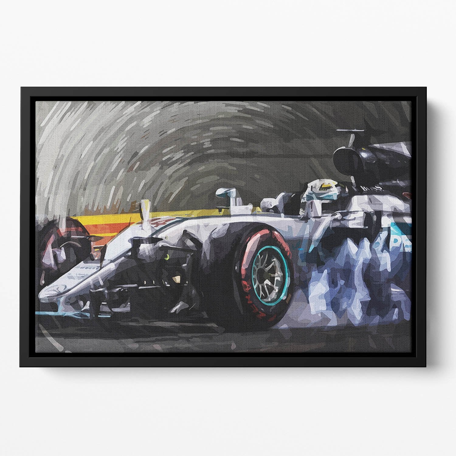 Lewis Hamilton Formula 1 Floating Framed Canvas
