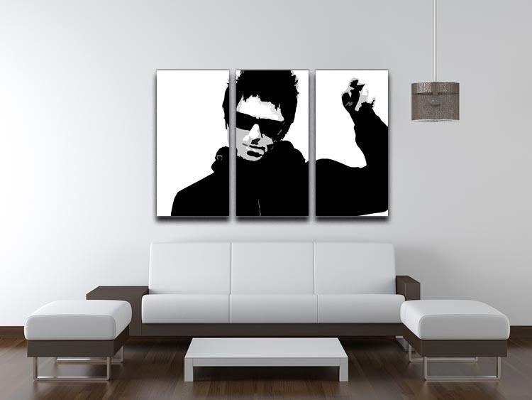 Liam Gallagher Black and White 3 Split Panel Canvas Print - Canvas Art Rocks - 3